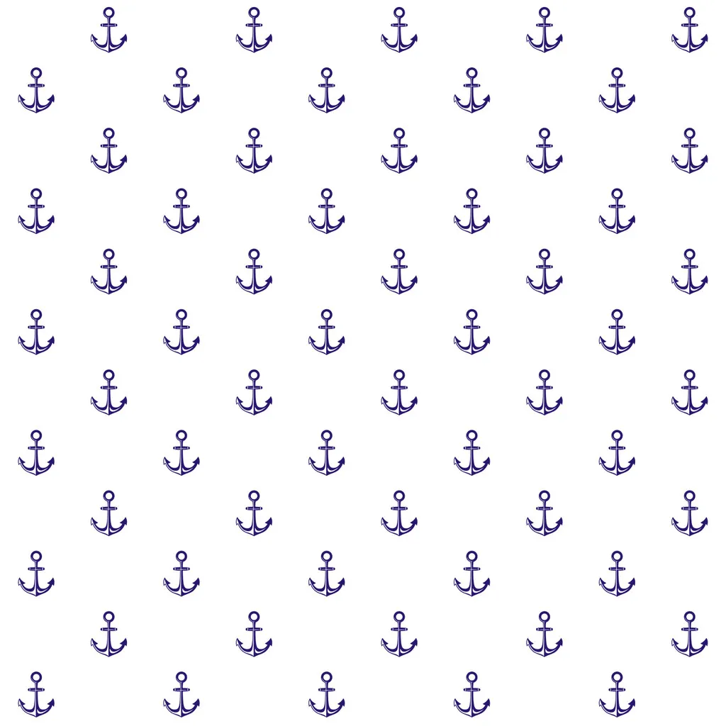 White, nautical marine (sea design with navy blue anchors) wallpaper