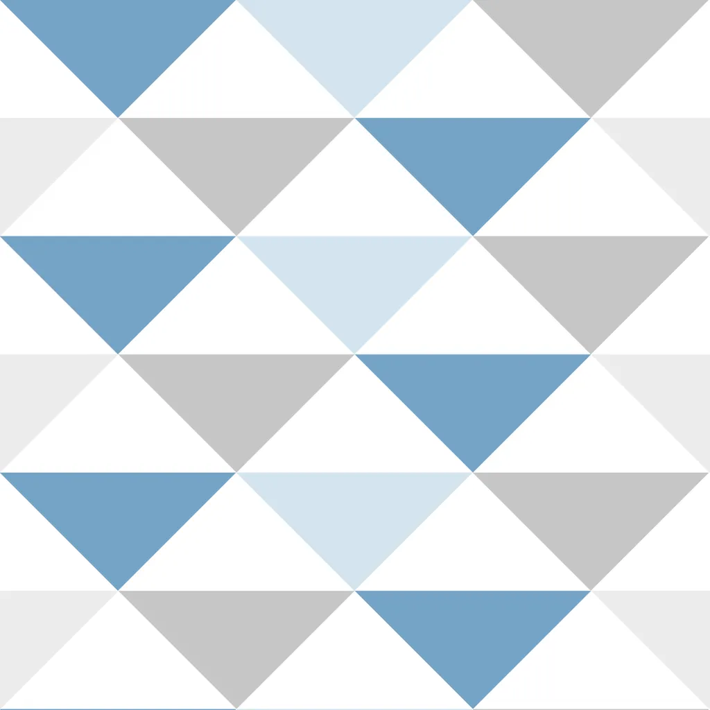 Geometric wallpaper with triangles 33 cm (white-grey-blue triangles) Geometric wallpaper with triangles 33 cm (white-grey-blue triangles)