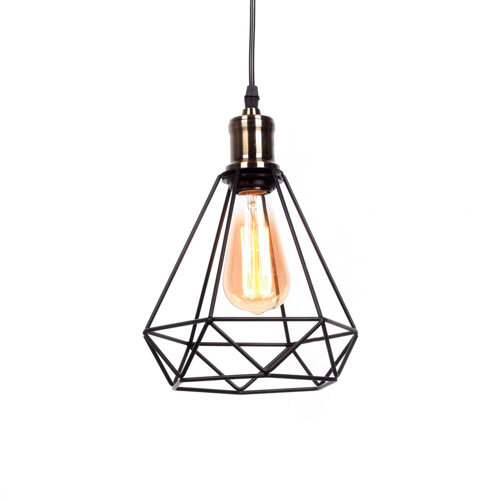 Black wire pendant light, metal, designer, diamond - COBI - Lumina Deco image 2