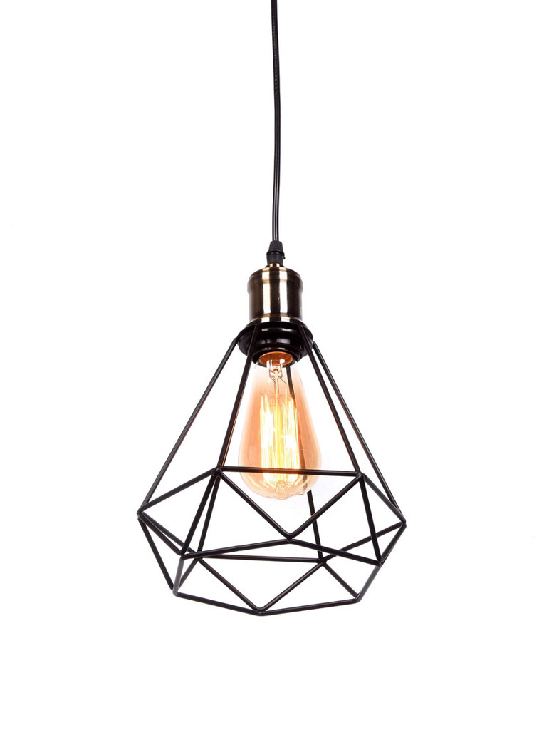 Black wire pendant light, metal, designer, diamond - COBI - Lumina Deco image 4