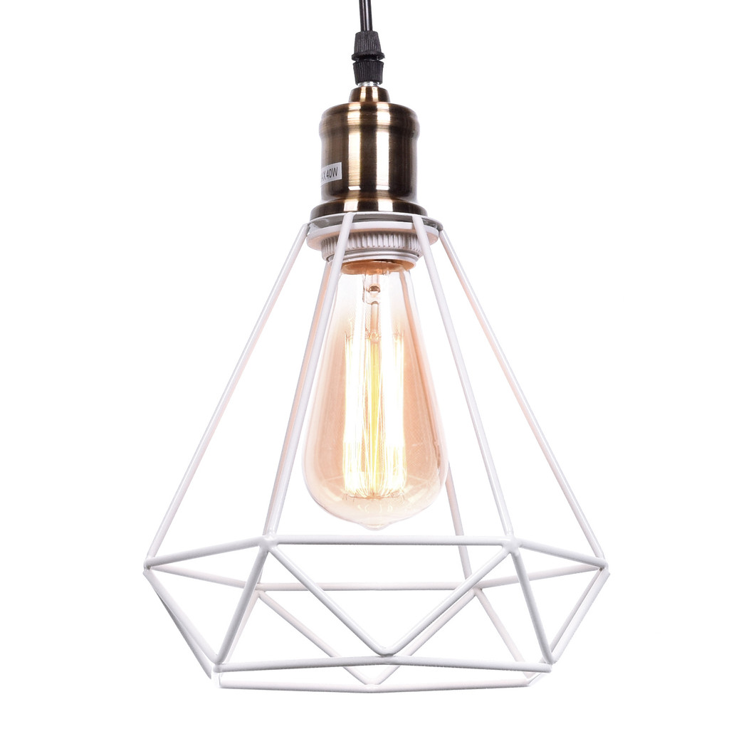 White ceiling light, made of wire, diamond-shaped, minimalistic - COBI - Lumina Deco image 1