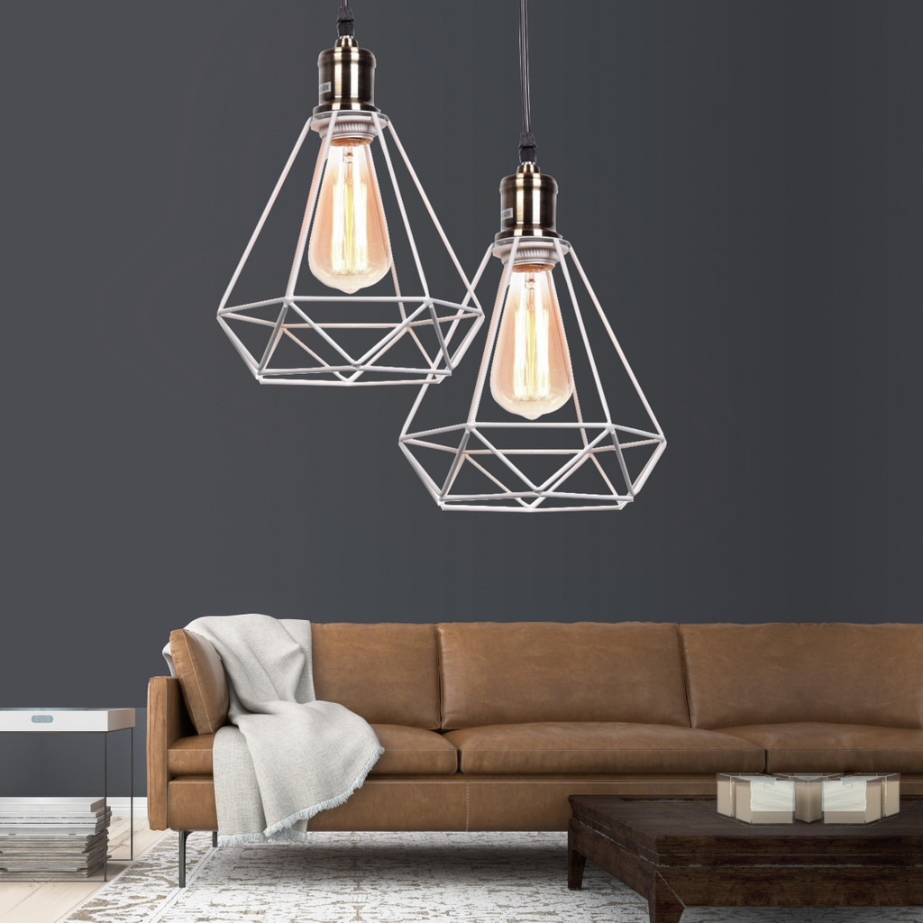White ceiling light, made of wire, diamond-shaped, minimalistic - COBI - Lumina Deco image 2