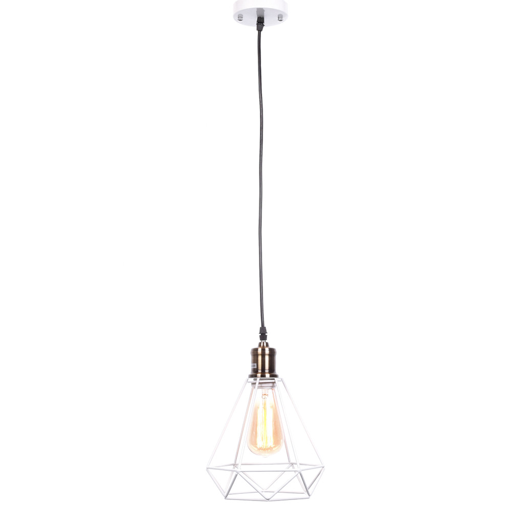 White ceiling light, made of wire, diamond-shaped, minimalistic - COBI - Lumina Deco image 3