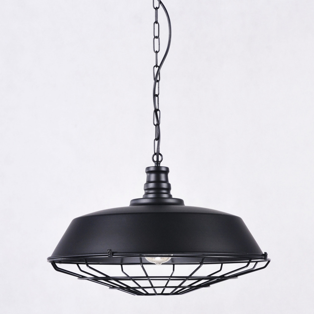 Black loft industrial pendant lamp, wire mesh, metal grid - ARIGIO - Lumina Deco image 4