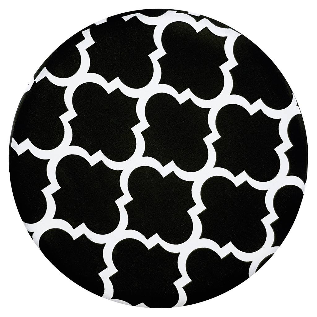 Scandinavian wooden stool MOROCCAN CLOVER black and white - Lily Pouf image 2