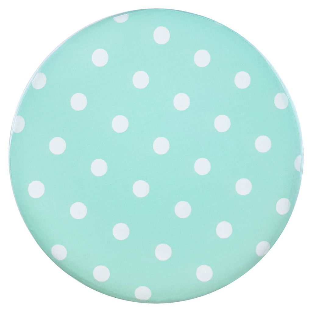 Mint pouffe with white polka dots for living room or bedroom - Lily Pouf image 2