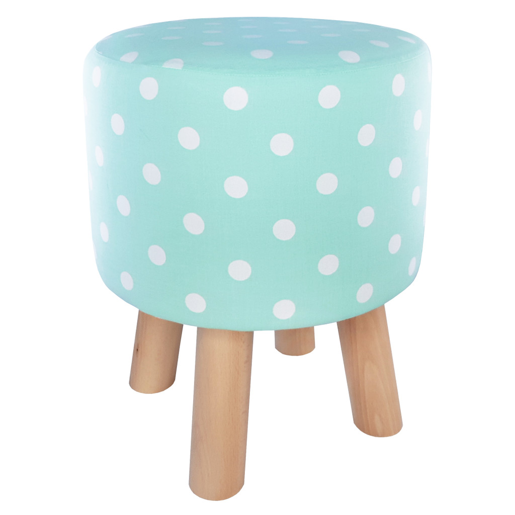 Mint pouffe with white polka dots for living room or bedroom - Lily Pouf image 1