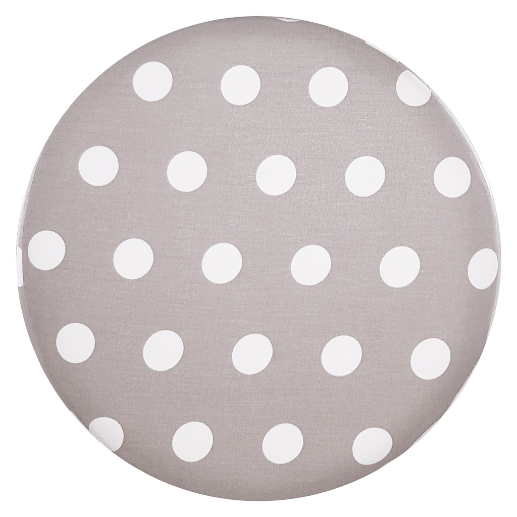Grey and white wooden seat pouffe with polka dots - Lily Pouf image 2