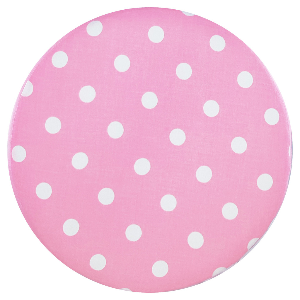 Pink stool, pouffe, retro design, white polka dot cover - Lily Pouf image 2