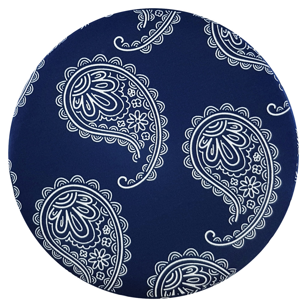 Oriental pouffe, room stool, navy blue pattern PAISLEY Indian Turkish - Lily Pouf image 2
