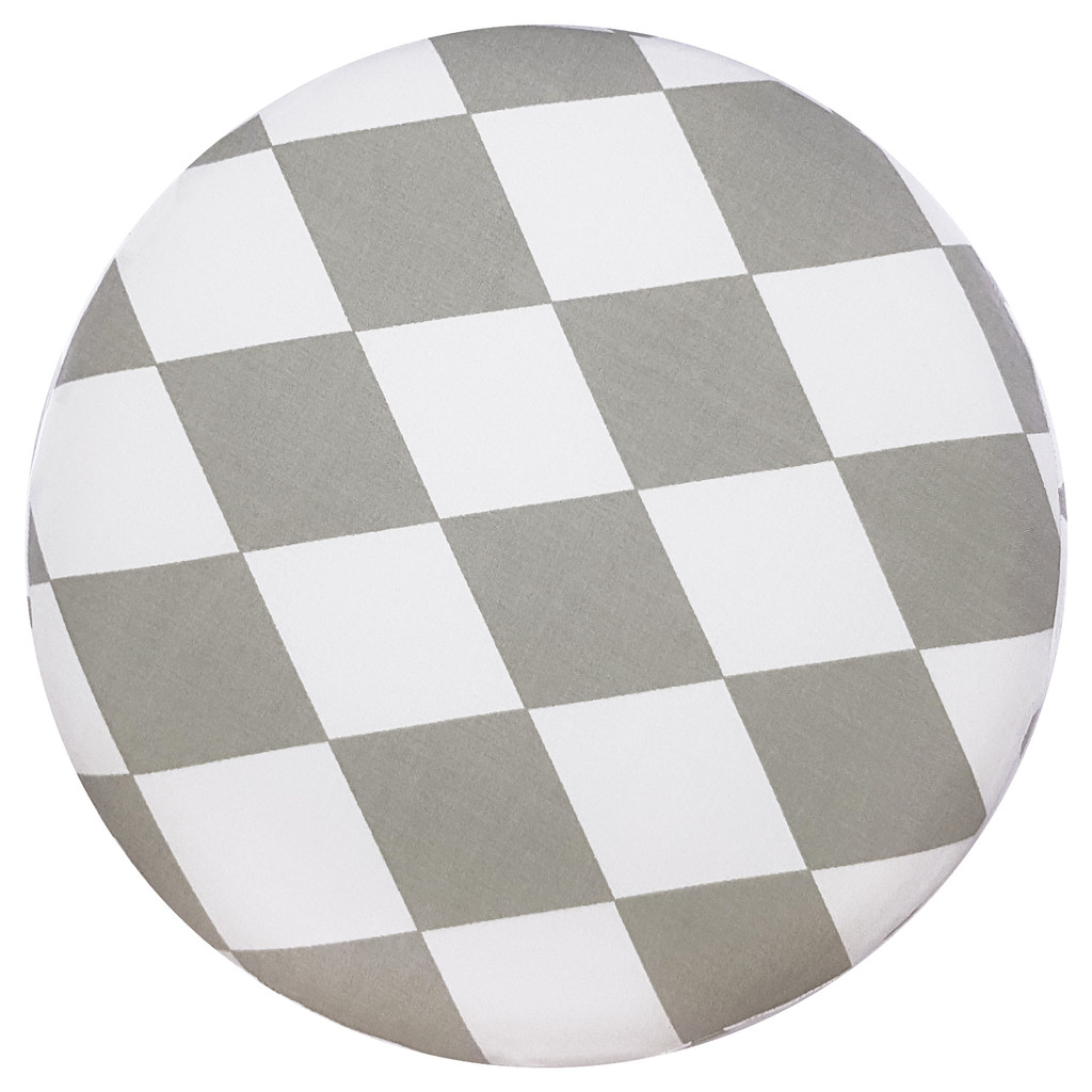 White and grey Scandinavian stool, modern pouf, seat with white and grey diamonds - Lily Pouf image 2