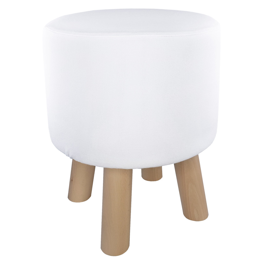 Scandinavian white pouf stool, corner stool, hassock, smooth one-coloured cover - Lily Pouf image 1