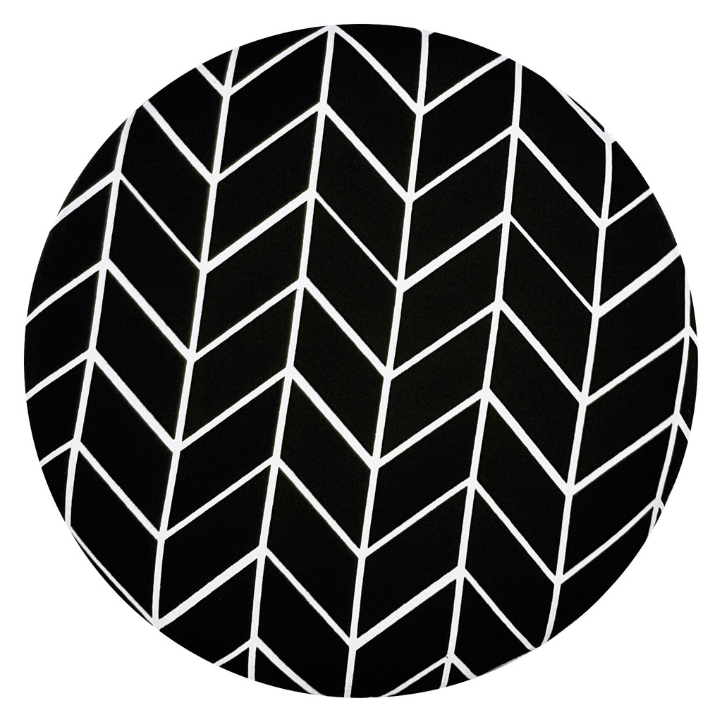 Fashionable seating stool, black and white herringbone pattern in a contemporary style - Lily Pouf image 3