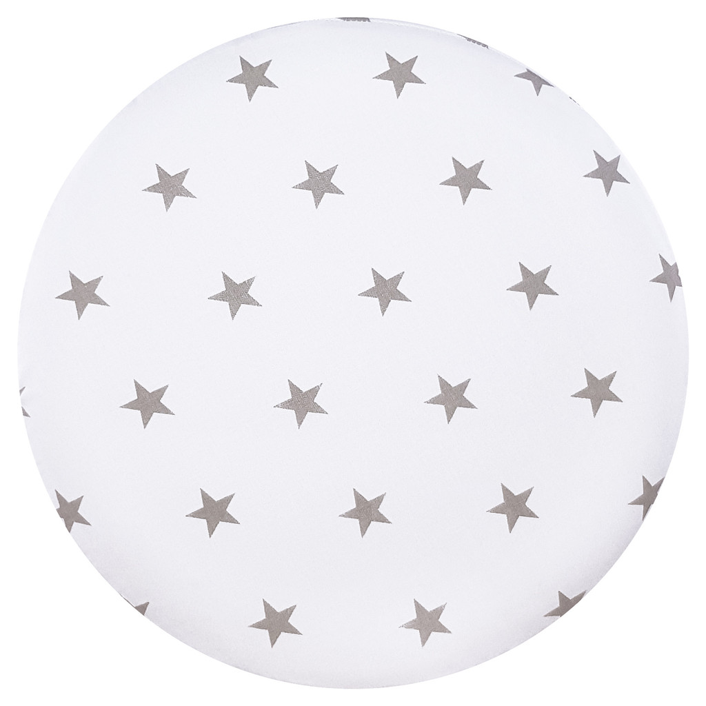 Cute white pouffe for living room, bedroom with grey stars 2.2 cm - Lily Pouf image 2