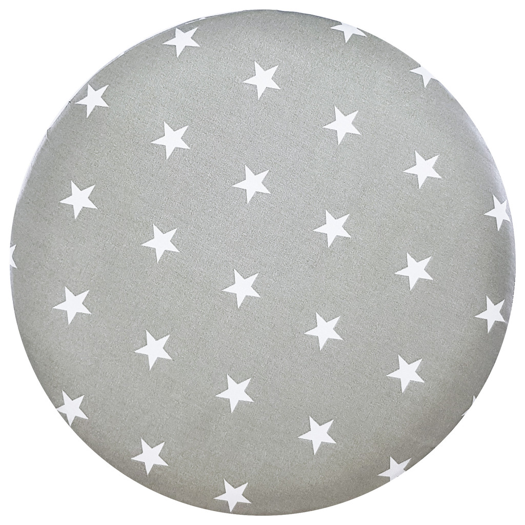 Minimalist grey seating stool with white 2.2 cm stars - Lily Pouf image 2