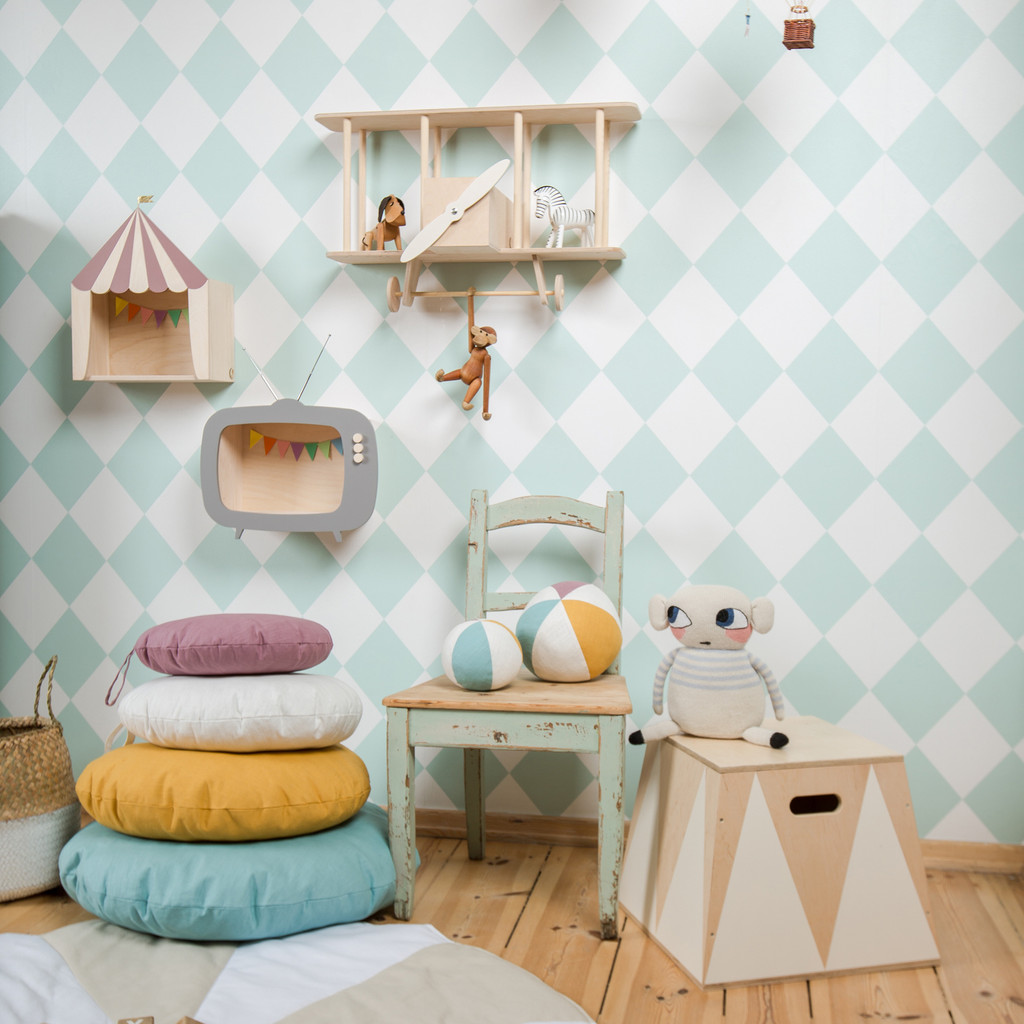 White and mint harlequin wallpaper - Dekoori image 3