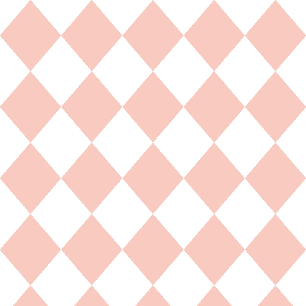 White and light salmon pink harlequin wallpaper - Dekoori image 1