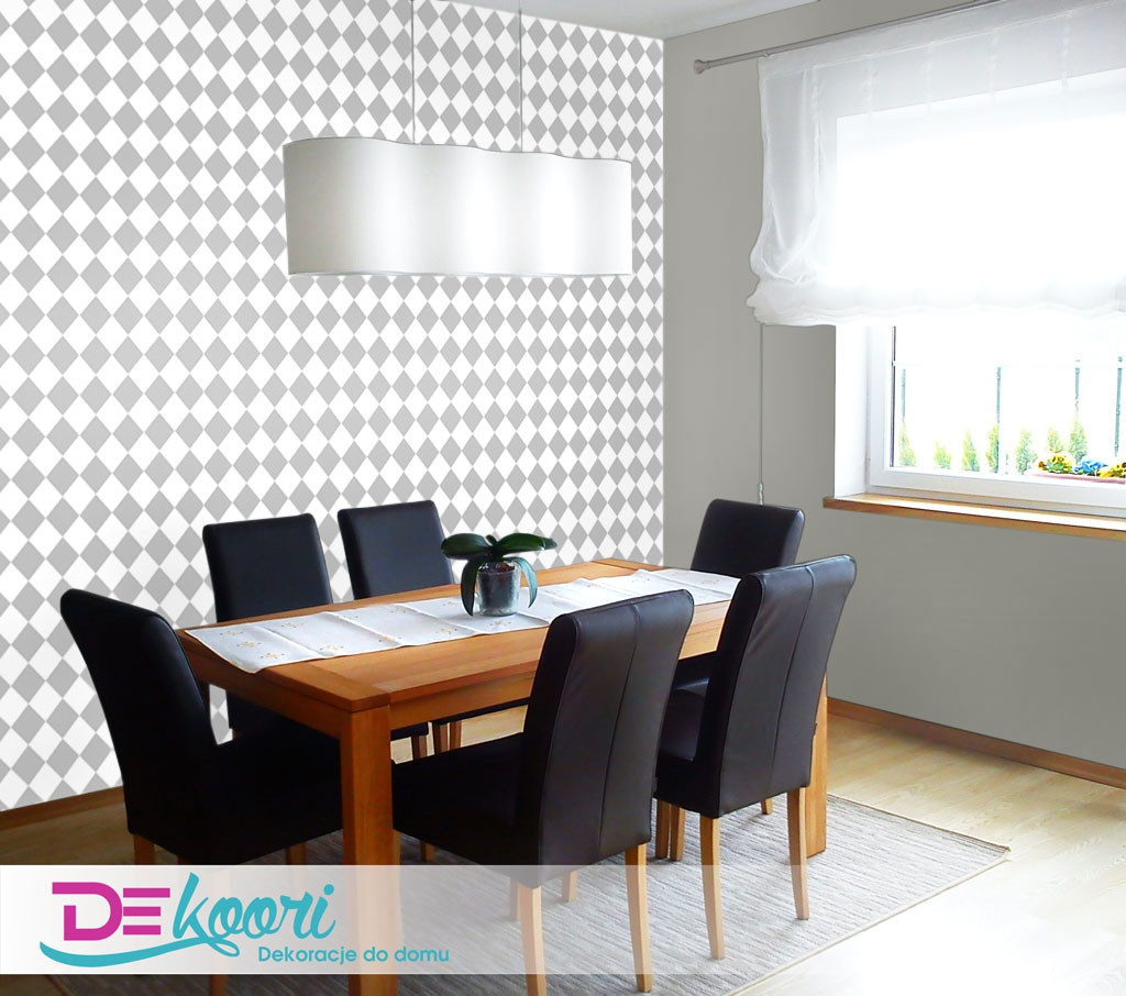 White and grey mini harlequin wallpaper - Dekoori image 3