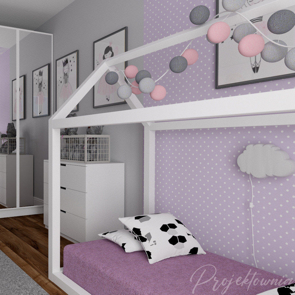 Purple and mini white 2 cm dots wallpaper - Dekoori image 2