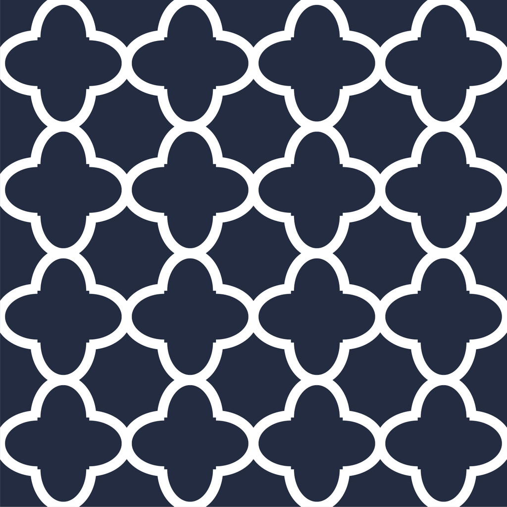 Navy blue and white patterned wallpaper in Moroccan style - Dekoori image 1