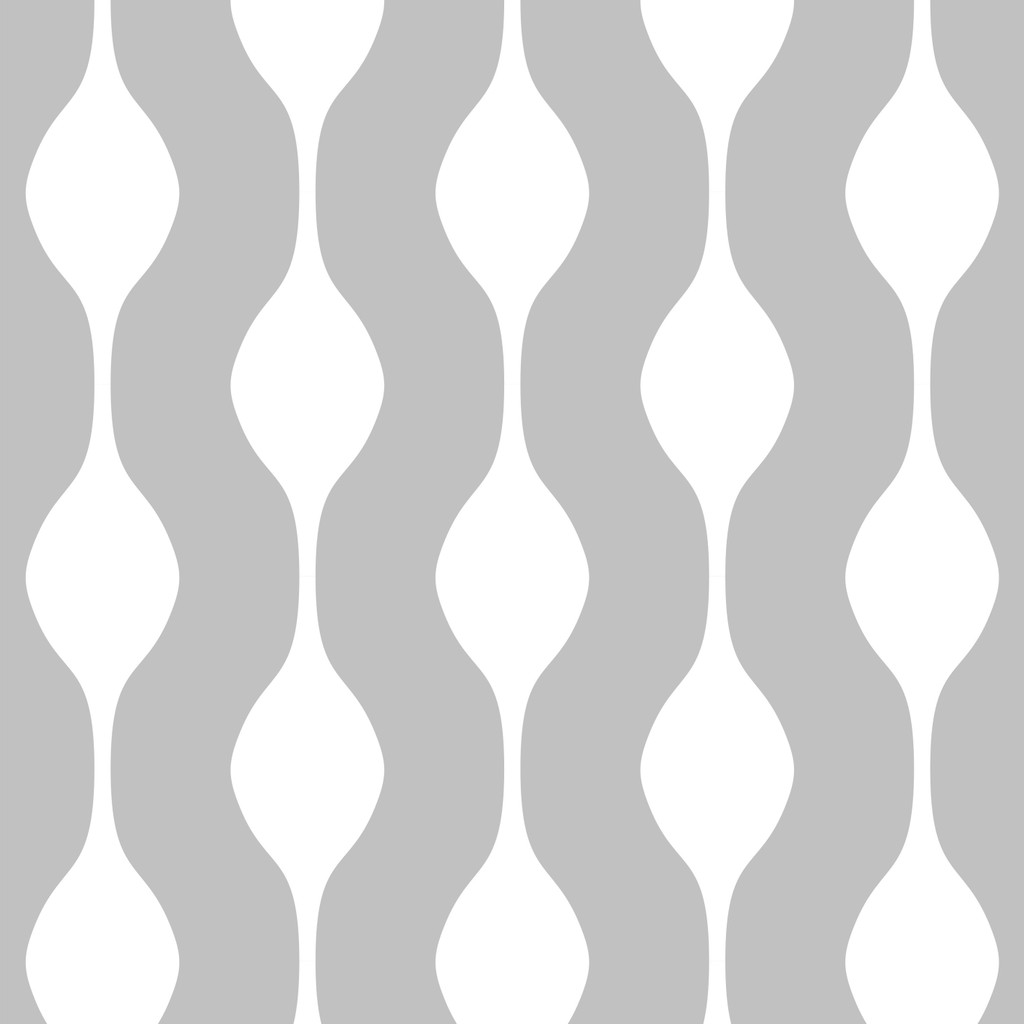 Grey and white vertical ogee pattern wallpaper - Dekoori image 1