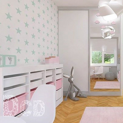 White and mint 15 and 7 cm stars wallpaper - Dekoori image 4
