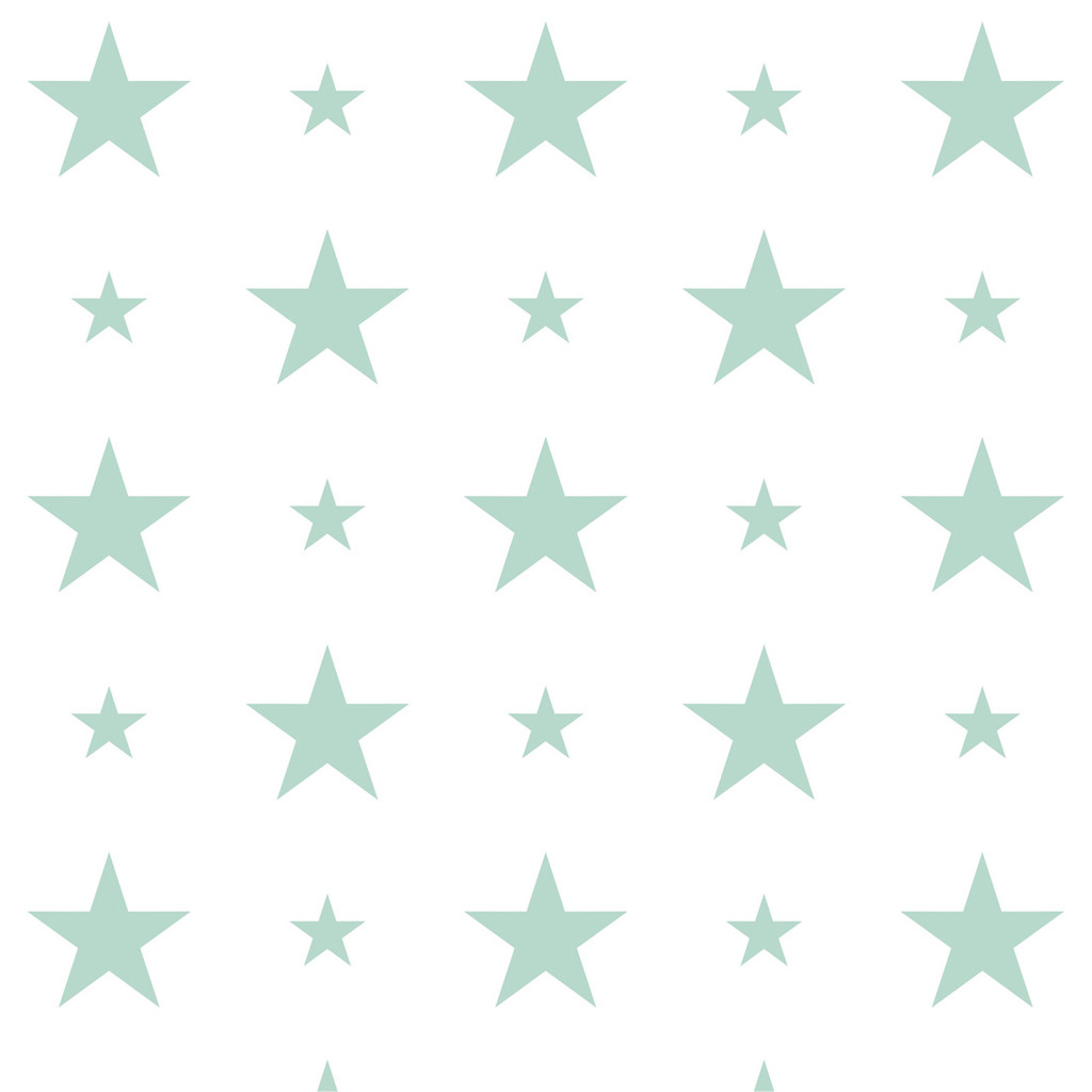 White and mint 15 and 7 cm stars wallpaper - Dekoori image 1