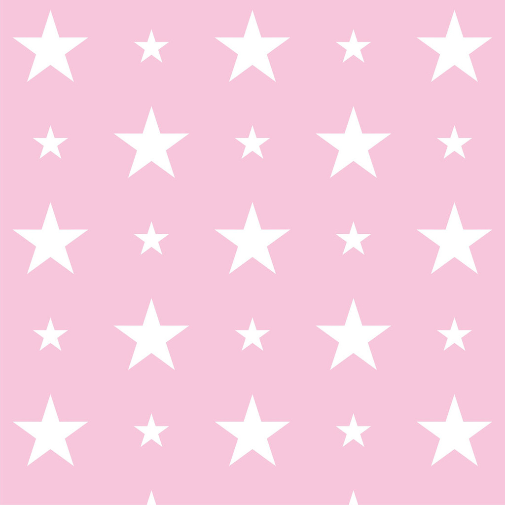 Pink wallpaper with white 15 and 7 cm stars - Dekoori image 1