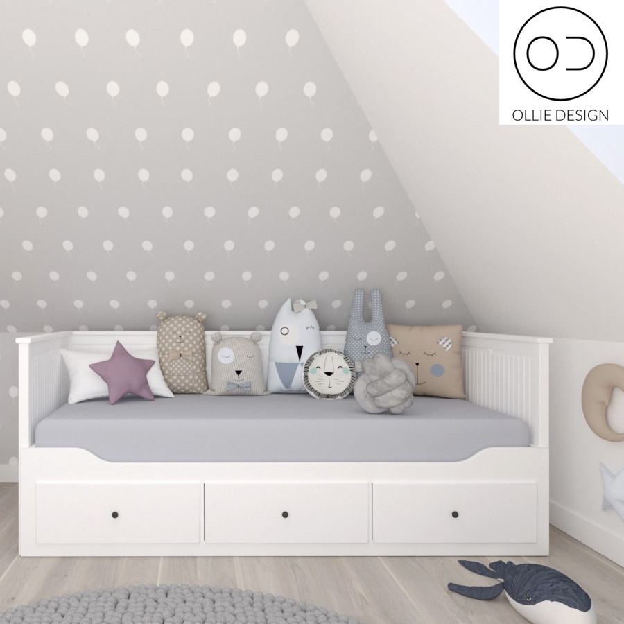Grey wallpaper with white balloons - Dekoori image 2