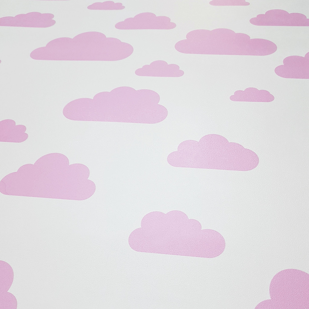 Pink clouds on white background (clouds: 7,5-24 cm) wallpaper - Dekoori image 3