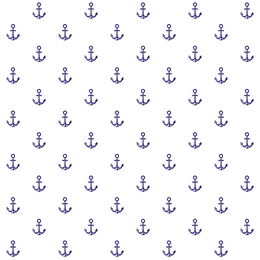 White, nautical marine (sea design with navy blue anchors) wallpaper - Dekoori image 1
