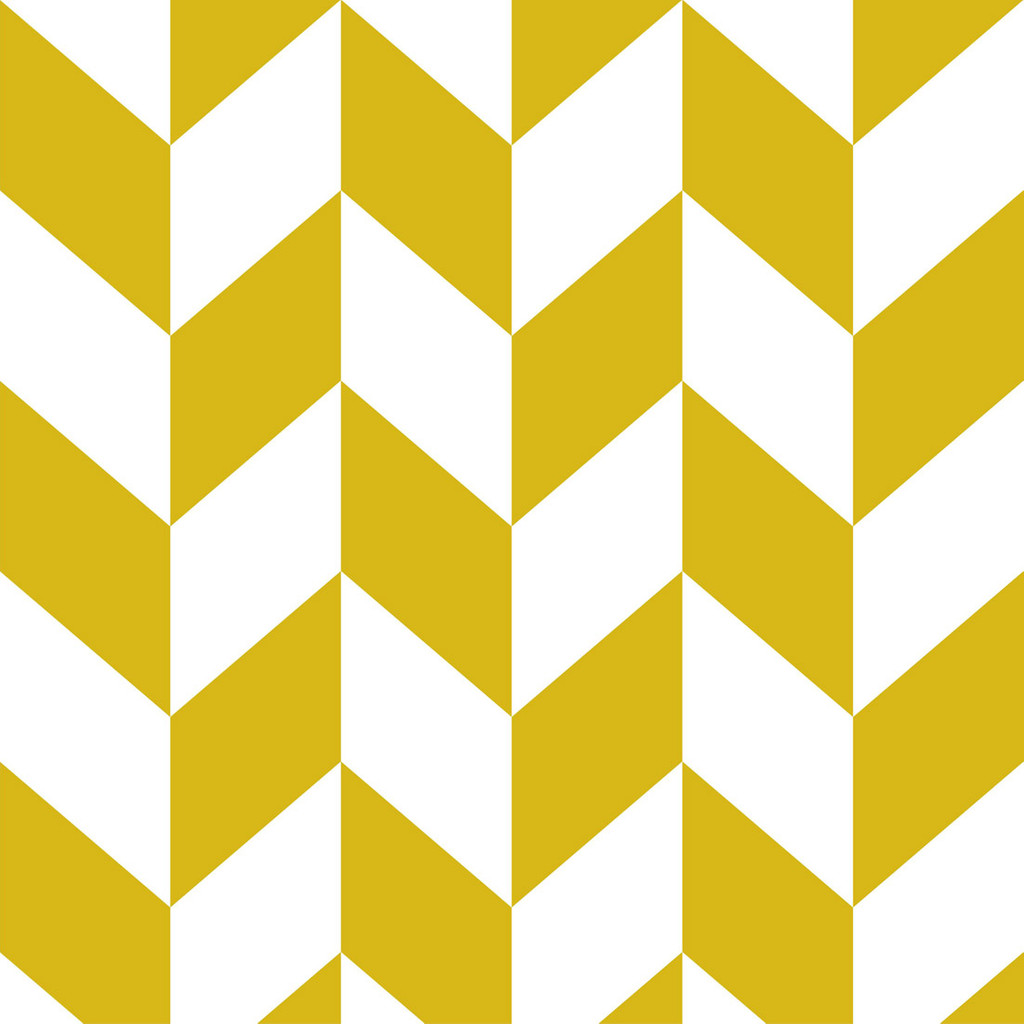 White and mustard herringbone scandinavian wallpaper - Dekoori image 1