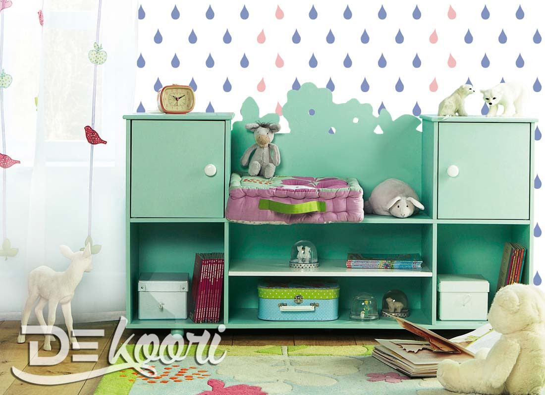 Water, raindrops wallpaper Colours: Serenity and Rose Quartz (blue and rose) - Dekoori image 4