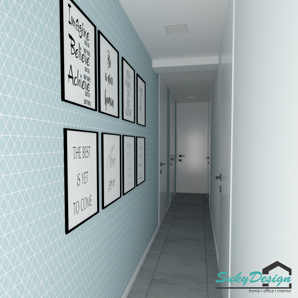 Geometrical patterned wallpaper:blue and white netting, lines, triangles and diamonds - Dekoori image 4