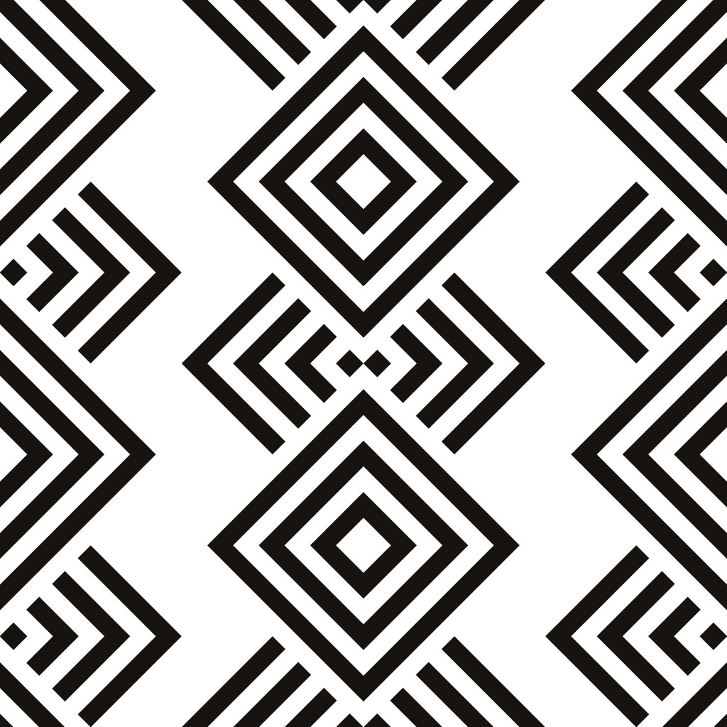 White and black ethnic with Aztec patterns wallpaper - Dekoori image 1