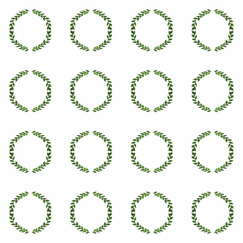 White wallpaper with green wreaths (twigs leaves in boho style) - Dekoori image 1