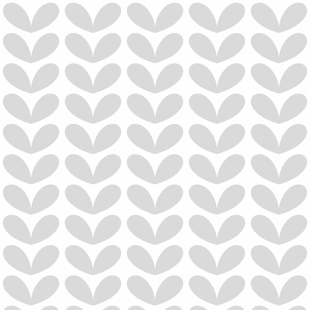 Modern white wallpaper with grey heart-shaped leaves in Nordic boho style - Dekoori image 1