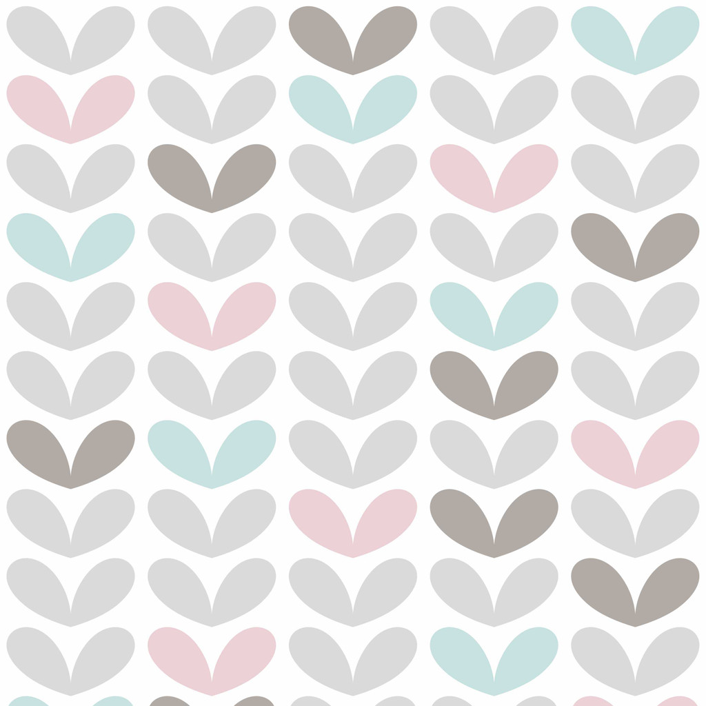 Scandinavian wallpaper with colourful heart-shaped leaves - Dekoori image 1