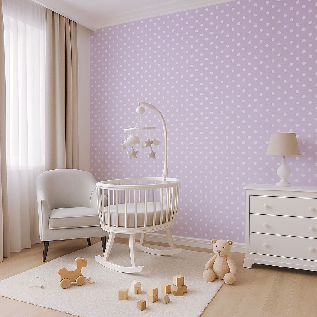 Purple and mini white 2 cm dots wallpaper - Dekoori image 2