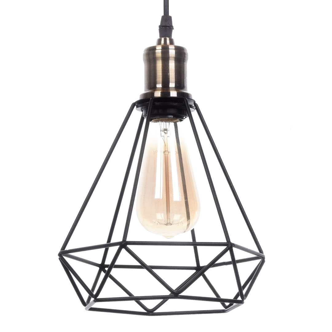 Black wire pendant light, metal, designer, diamond - COBI - Lumina Deco image 3
