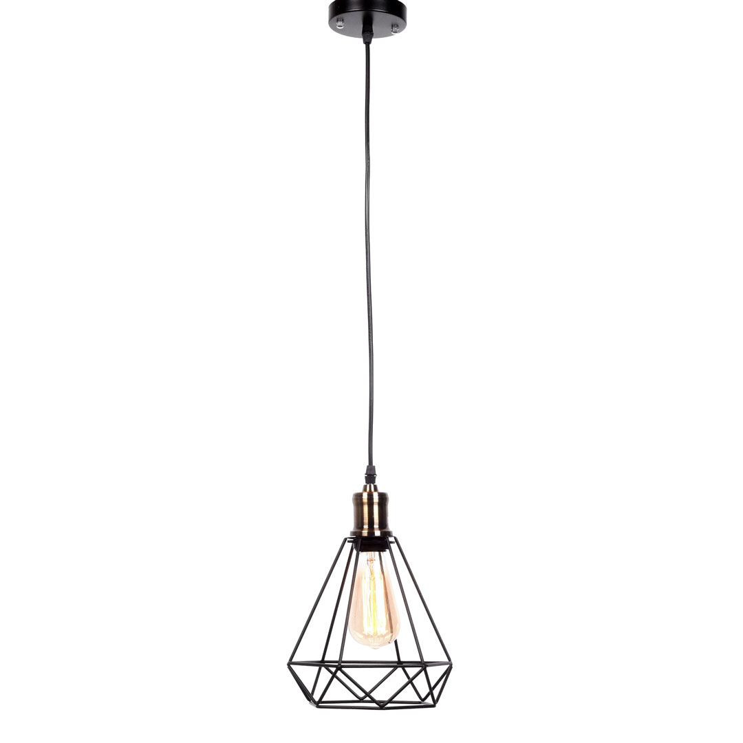 Black wire pendant light, metal, designer, diamond - COBI - Lumina Deco image 4