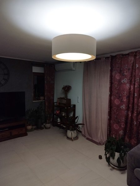 Cream pendant light with round jute fabric boho shades and diffuser - VIVIENNE