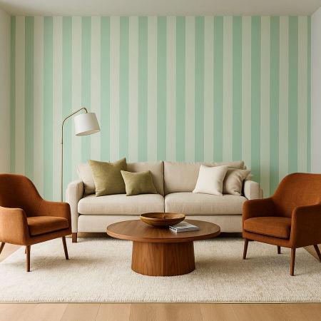 Mint vertical striped wallpaper 10 cm