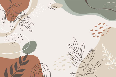 Artistic decorative wallpaper, olive branches in beige and green, abstract shapes, boho style