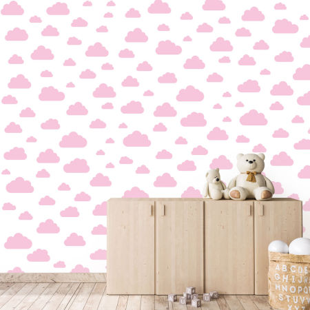 Pink clouds on white background (clouds: 7,5-24 cm) wallpaper