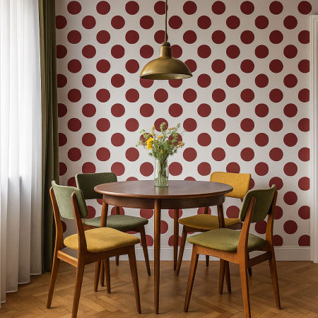 White and marsala big 10 cm dots wallpaper