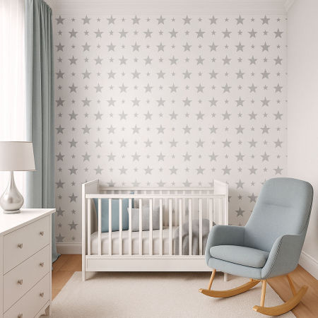 White and grey 15 and 7 cm stars wallpaper