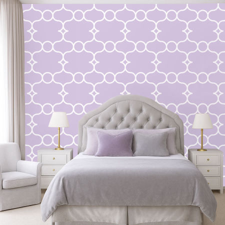 Purple and white Arabic pattern wallpaper