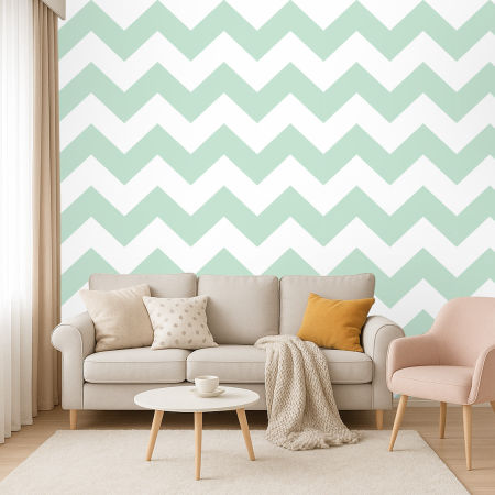 White and mint chevron wallpaper