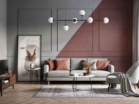 Black chandelier, spherical shades, pendant lamp, horizontal tube, two round rosettes - FINO